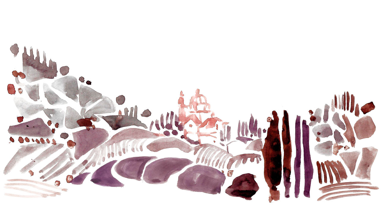 Paesaggio di Montepulciano &mdash; illustrazione acquerello